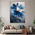 thumbnail image 6 of Mudket Blue and White Canvas Wall Art, flower poster, Framed Ready to Hang, Modern Floral Wall Decor for Living Room Bedroom Office, Minimalist Botanical Print - 12"L x 8"W, 6 of 10