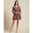 thumbnail image 5 of Moomaya Womens Printed Viscose Dress, Balloon Sleeves V-Neck Smocked Waist Short Dress, 5 of 8
