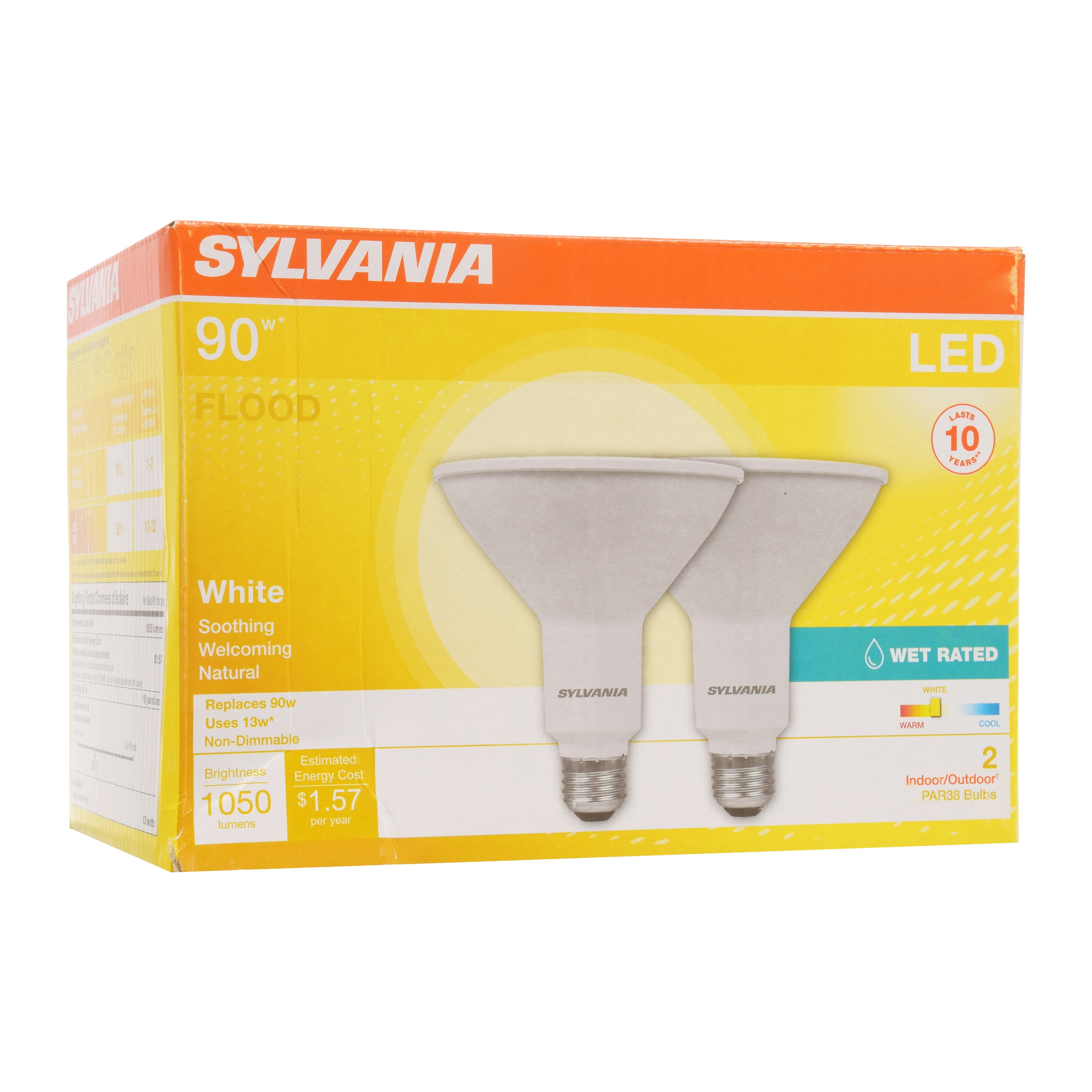 SYLVANIA LED Flood Light Bulb PAR38 13W 3000K Soft White 2 Pack