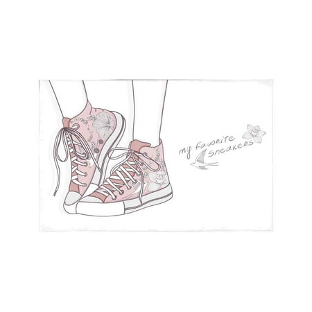 Shoe Table Decorations MKHERT Fashion Shoes in Floral Pattern with Fashionable Sneakers Placemats Table Mats for Dining Room Kitchen Table Decoration 12x18 inch,Set of 4 ()