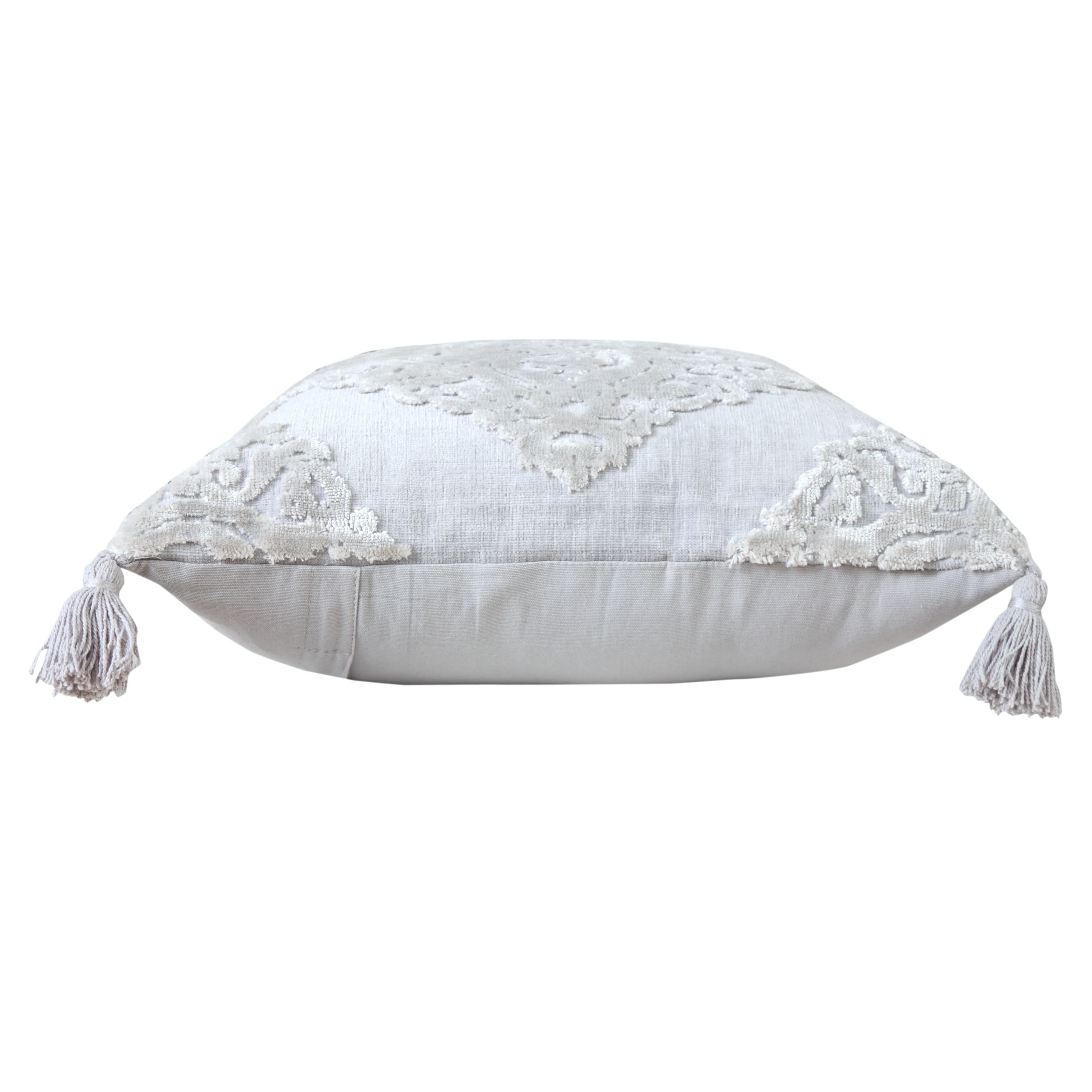 Harlow Hill Beau 20" x 20" Silver/Gray Bordered Viscose Blend Adult Decorative Throw Pillow Cover
