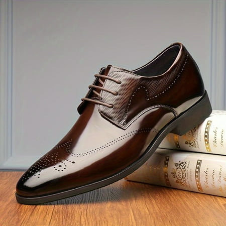

TUOBKE Men‘s Casual Wing-tip Brogue Shoes Breathable Anti-skid Lace-up Derby Shoes For Business Office Spring Summer And Autumn