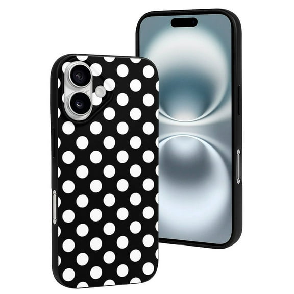 Compatible with Iphone 16 Case - Cute Soft Black White Polka Dots Silicone Case Compatible with Iphone 16 Phone Case for Women Men