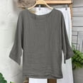 thumbnail image 2 of Blouses Jacquard en Coton et Lin à Manches 3/4 pour Femmes, 2 of 6