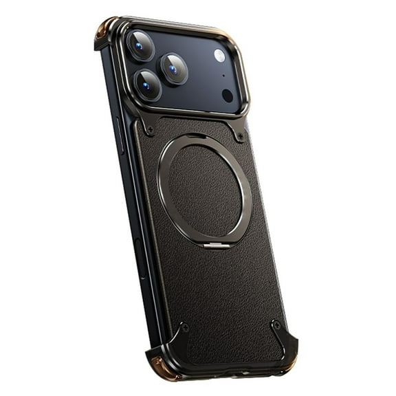 Case For IPhone 17 Pro Max/17 Pro, Metal Magnetic Case Minimalist Frameless Cover Stand Slim Shockproof Shell