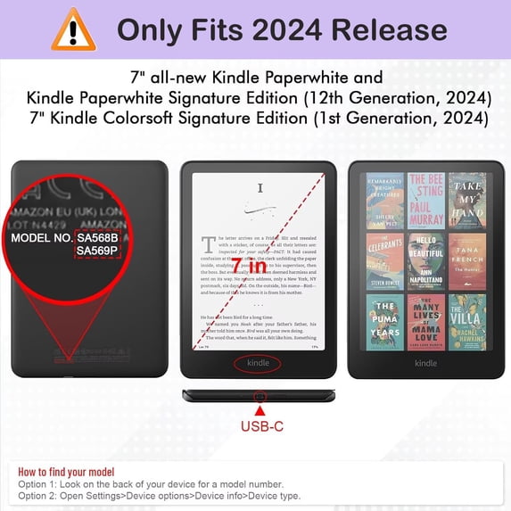 Case for 7" Kindle Paperwhite 12th & Kindle Colorsoft Signature Edition 2024 2025, PU Leather Cover with Hand Strap & Auto Sleep/Wake for 7 inch Paperwhite E-Reader & Colorsoft, Beach