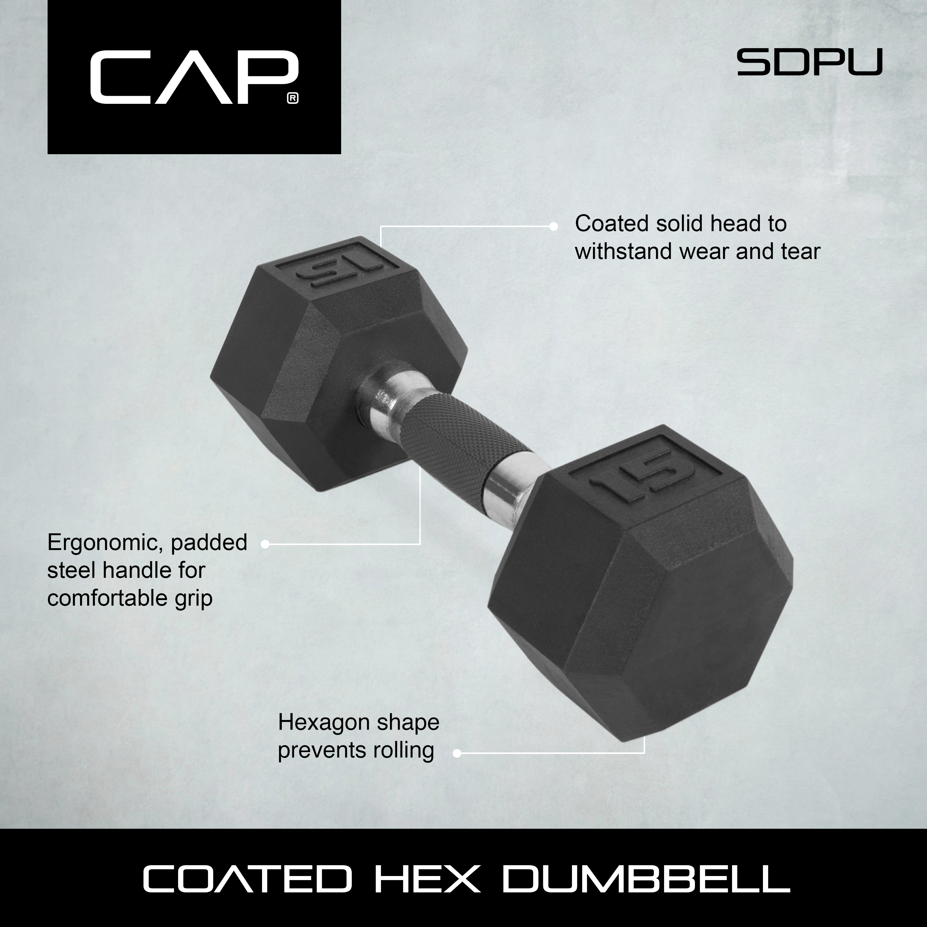 CAP Barbell Coated Dumbbells, Single, 5-50 Pounds - image 5 of 6