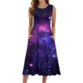 thumbnail image 1 of asddcavvf Robes pour Femmes Robe Décontractée Imprimé Ciel Étoilé Sans Manches avec Poches, 1 of 5