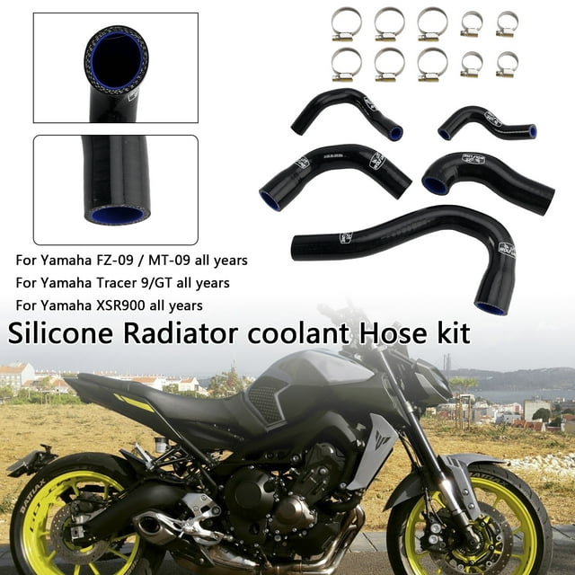 Silicone Radiator coolant Hose For Yamaha MT-09 XSR900 Tracer 9/GT all years Black