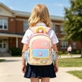 thumbnail image 2 of Lightweight Color Contrast Mini Backpack with Bead Decor, Multi Compartment Portable Travel School Daily Shoulder Bag, 2 of 2
