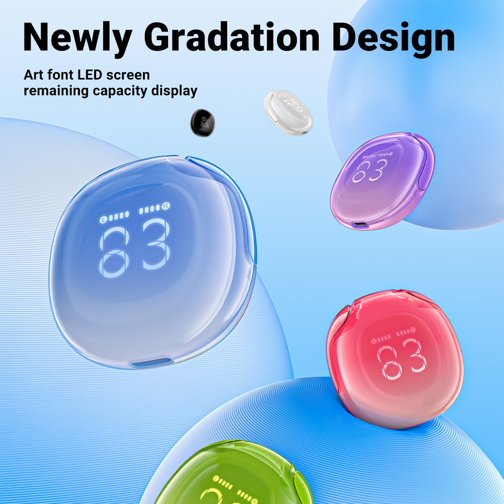 ACEFAST Wireless Earbuds Bluetooth 5.3 Noise Reduction TWS In-Ear Headset with LED Battery Display for Android/iOS ?Blue?