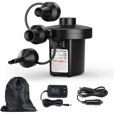 DIGITNOW Electric Air Pump for Inflatables, Portable Quick-Fill Air Pump with 3 Nozzles, Inflator & Deflator Pumps for Outdoor Camping, Air Mattress Beds, Boats, Black