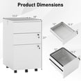 thumbnail image 3 of Gymax 3-Drawer File Cabinet Rolling File Organizer w/ Lock & 4 Keys for Letter/Legal/A4 White, 3 of 10
