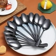 thumbnail image 3 of ReaNea Black Dinner Spoons 12 Pieces Stainless Steel Table Soup Spoon, Dessert Spoons Sliverware Set, 3 of 8
