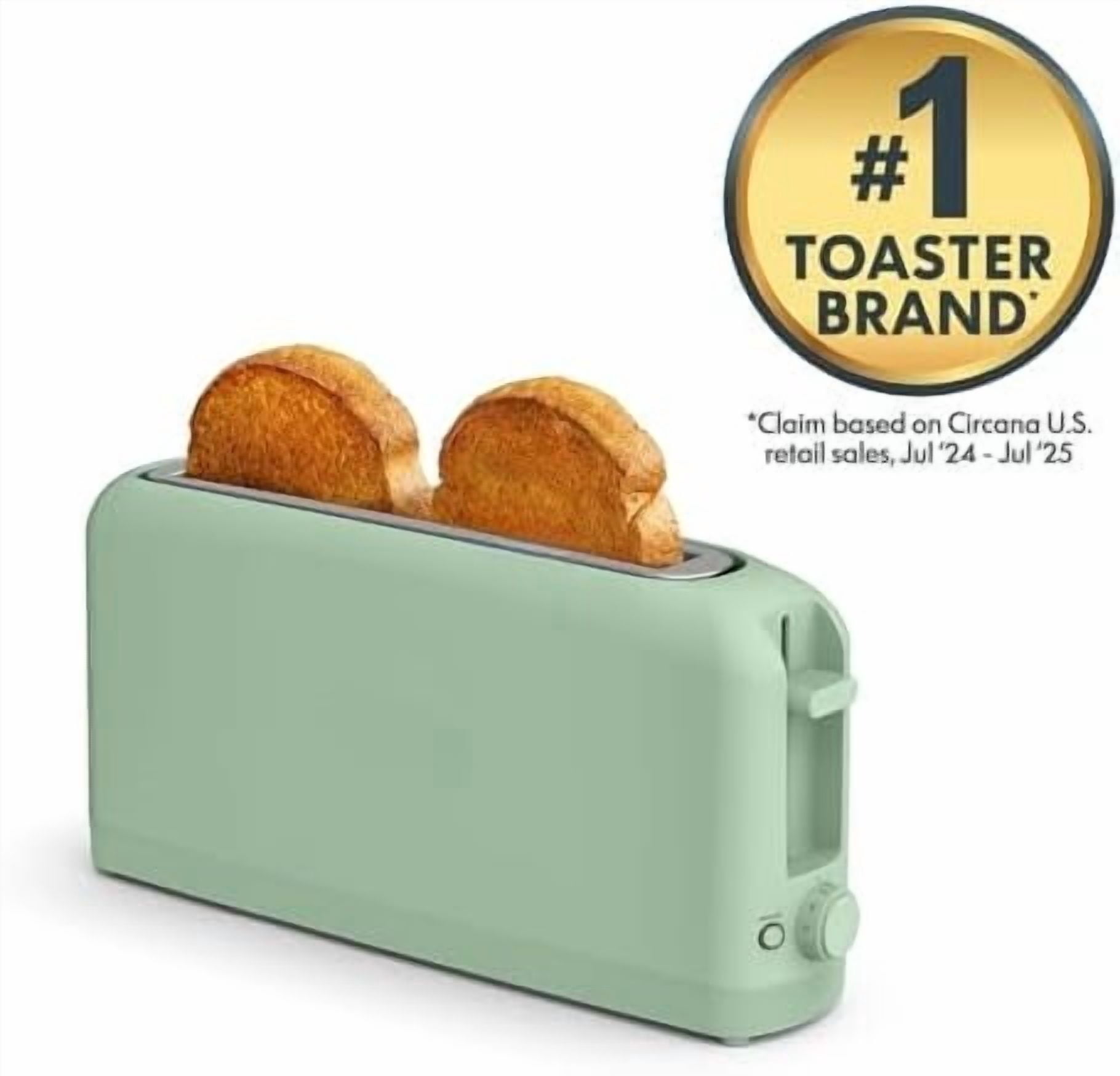 2 Slice Slim Toaster, Fits-anywhere™ Kitchenware, 6 Setting Shade Control with Reheat & Cancel Buttons, Fits Sourdough, 10” Long Slot, Anti Jam & Auto Shutoff, 900 Watt, Seaglass