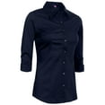 thumbnail image 2 of J. METHOD Women's Button Down Shirt 3/4 Sleeve Roll Up Stretch Collar Office Work Formal Casual Basic Blouse Top, 2 of 6