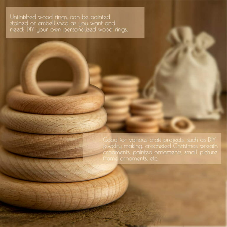 ilauke Unfinished Wood Ring, 10 Pcs Beech Wooden Rings Sturdy and Smooth Wood  Rings for Crafts, Macrame Plant Hangers(70MM) 
