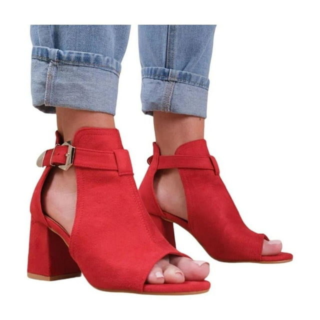 Where's That From Womens Lisa Suede Open Toe Block Heel High Heels
