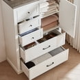 thumbnail image 5 of Farmhouse 5 Drawers Dresser, Tall Chest of Drawers, Wood Rustic Bedroom Dresser for Living Room, White, 5 of 15