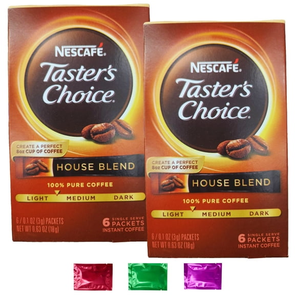 Nescafe Taster's Choice House Blend Light Medium Roast Instant Coffee Rich Aroma 100% Pure Coffee Beans Sachet Snacks Home Office 12 Sticks(2 Boxes) w/ Bonus Snoep in Beperkte Oplage