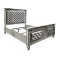 thumbnail image 5 of 90''L X 68''W X 72''H Queen Bed, Gray Fabric & Mirrored Wiith Raised Geometric Trim & Sunburst Motifs, 5 of 5