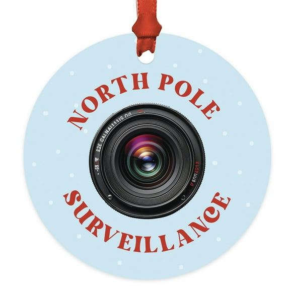 North Pole Santa Cam Ornament with Surveillance Lens Funny Christmas Ornament for Family