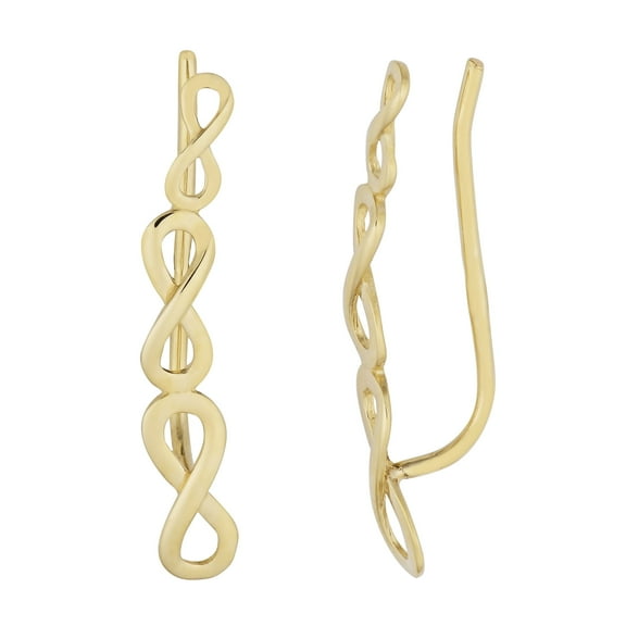 KoolJewelry 10k Yellow Gold High Polish Graduated Infinity Climber Earrings