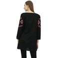 thumbnail image 2 of Bimba Women's Short Black Boho Tunic Embroidery Long Sleeve Top Casual Wear-4, 2 of 5