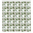 thumbnail image 3 of Flamingo Shower Curtain, Bended Neck Pinky Flamingo on Spots and Chamaedoera Palm Leaves Exotic, Fabric Bathroom Set with Hooks, 69W X 75L Inches Long, Pale Pink and Emerald, by Ambesonne, 3 of 3