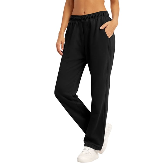 Khunlpohl Casual Sports Pants for Womens Elastic Waist Workout Running Sweatpants with Pockets Straight Legs Loose Pant
