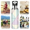 thumbnail image 7 of Yayeee 20oz Insulated Water Bottle Double Wall Stainless Steel with Flip Straw Lid, Purple Geometric, 7 of 7