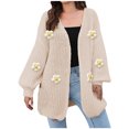 thumbnail image 3 of Winter Coats for Women Fall Sweaters for Women 2025 Women Solid Color Botton Fall And Winter Long Sleeve Cardigan Fashion Coat, 3 of 7