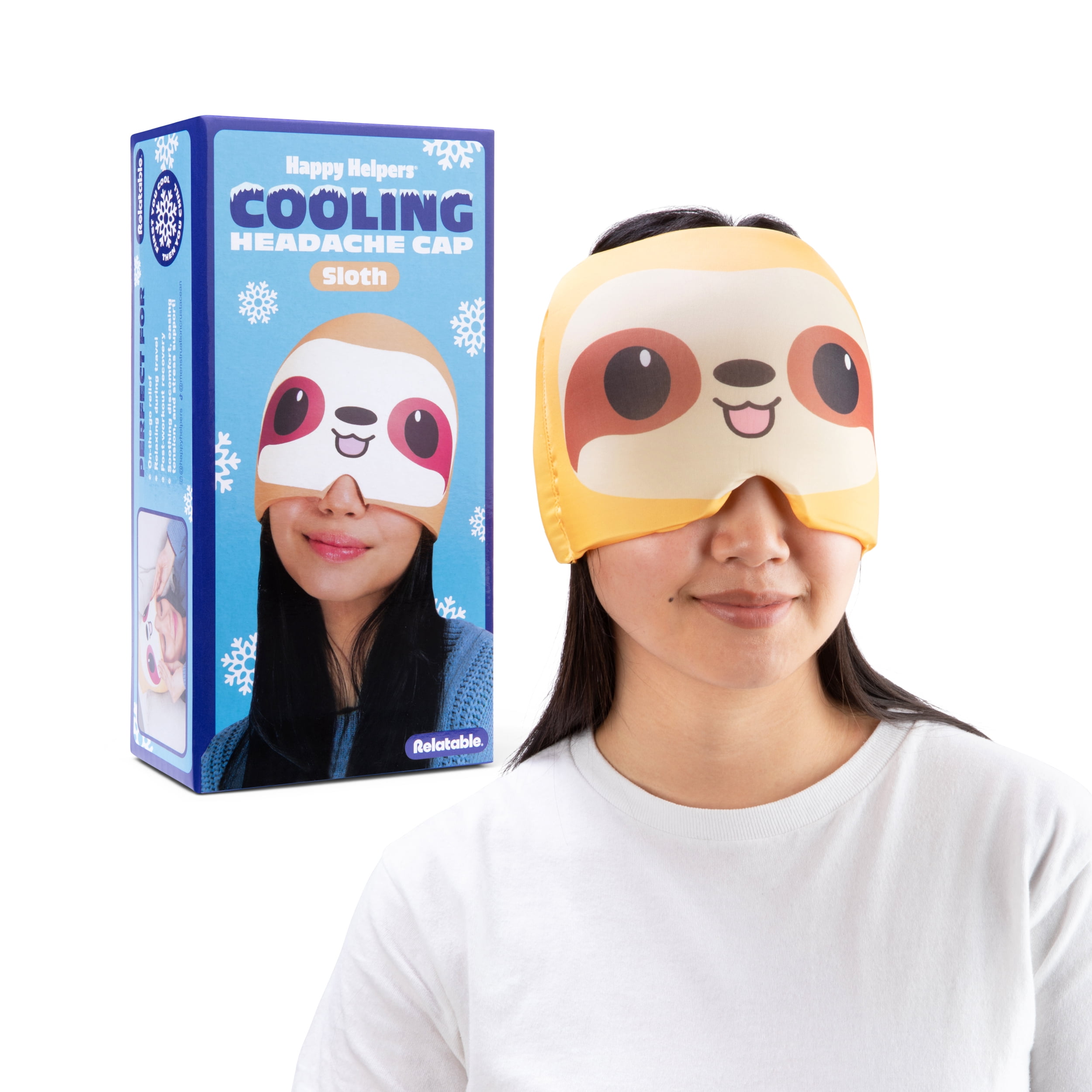 Happy Helpers Sloth Headache Cap - Cooling Soothing Relief & Comfort