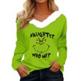thumbnail image 1 of Women's Christmas Long Sleeve V-Neck T-Shirt Floral Pattern Polyester Blend Junior Fall Polyester Blend Junior Fall Winter Tee FN24749, 1 of 10