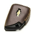thumbnail image 4 of Vitodeco Leather Smart Key Fob Case Cover Protector Compatible with Chevrolet Silverado, Colorado, Suburban, Tahoe, Blazer, Equinox, Traverse - 5-Button, Brown, 4 of 6