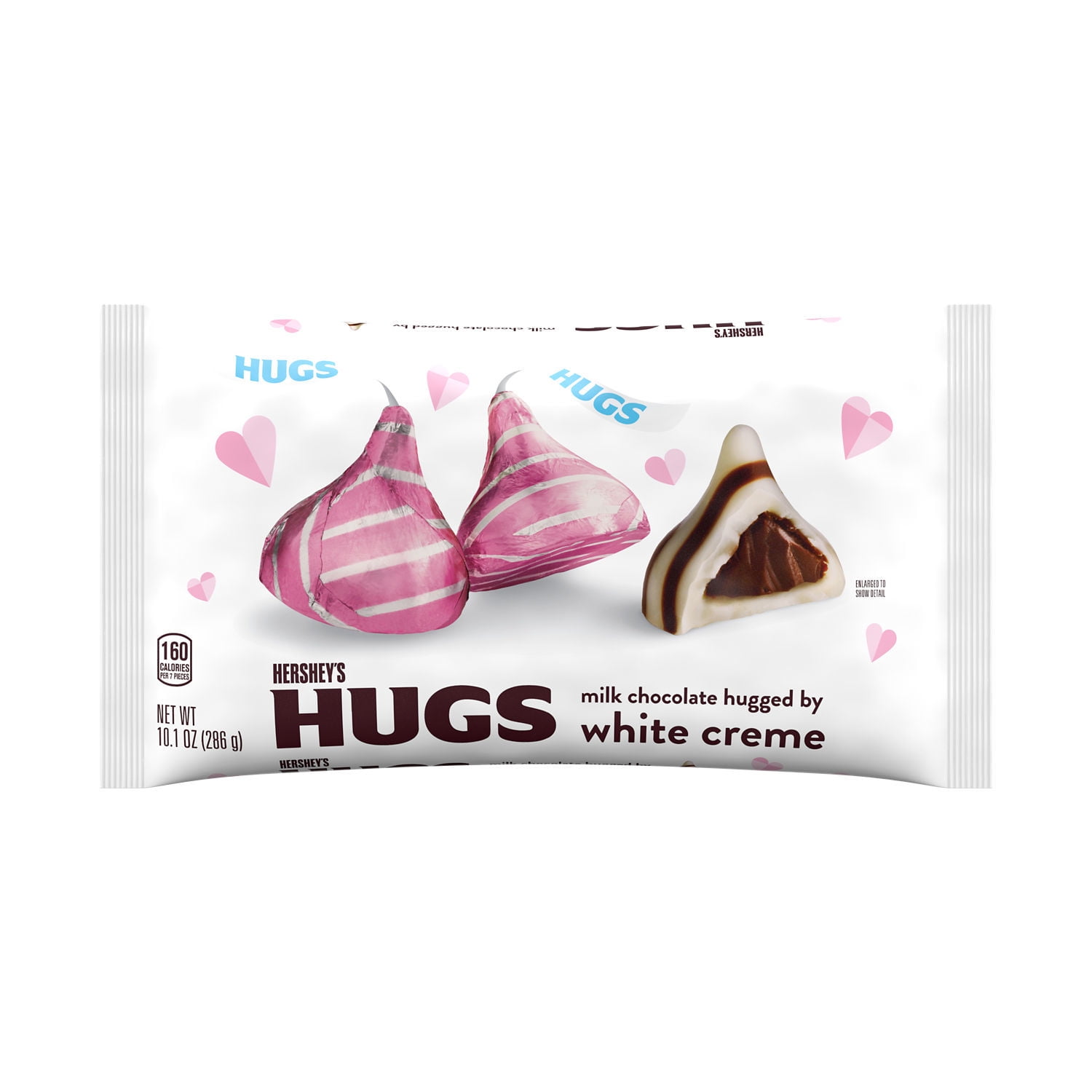 HERSHEY'S, HUGS Milk Chocolate Hugged by White Creme Candy, Valentine's Day, 10.1 oz, Bag
