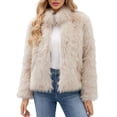 thumbnail image 3 of Women'S Winter Coats Fleece Cropped Jacket Faux Fur Long Sleeve Warm Outerwear Fall Clothes Color S, 3 of 9