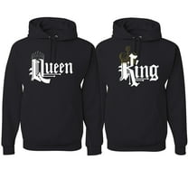 Wild Bobby, King And Queen Matching Valentines Day Outfit His and Hers Matching Couples Hoodie Sweatshirts, Black, Mens S-Womens S