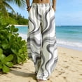 thumbnail image 2 of YOIAVIAOY Lounge Flared Pants for Women Comfy Floral Print Pleated Pant Elastic High Waist Wide Leg Palazzo Trousers White L, 2 of 9