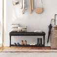 thumbnail image 3 of Dycanpo 44.5" End of Bed Bench,Faux Leather Upholstered Bench with Shoe Shelf, Black, 3 of 11