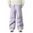 thumbnail image 2 of NTACZA Wide Leg Casual Pants for Men Pleated Purple Work Pants Baggy Cargo Outdoor Parachute Pants Men Trousers XL, 2 of 8