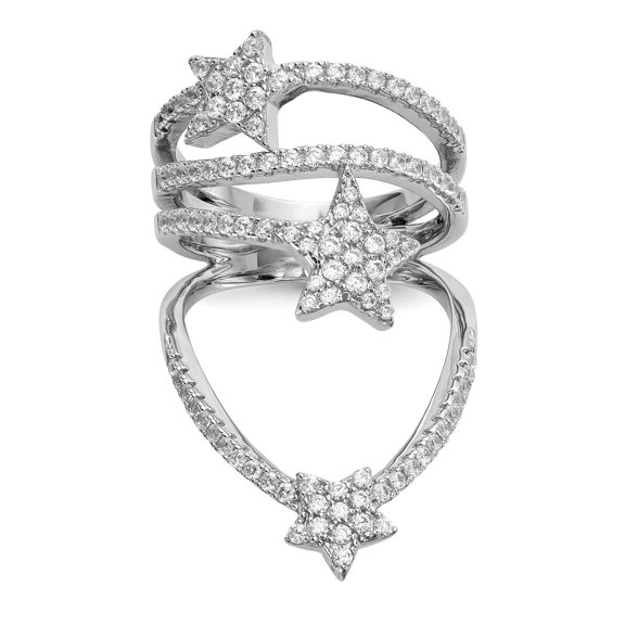 Sterling Silver Rhodium-Plated Cz Star Ring (Size 6) Made In China qr6653-6