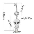 thumbnail image 2 of 1pc Piercing Jewelry Brass Cubic Zirciona Navel Ring Belly Rings with 304 Stainless Steel Bar Lead Free & Cadmium Free Skull 47mm : 25x11mm Bar: 14 Gauge(1.6mm) Bar Length: 3/8"(10mm), 2 of 8