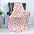 thumbnail image 4 of Pig Soft Flannel Fleece Throw Blanket, Cartoon Sitting and Smiling Pigs Pattern Farmer Domestic Animal Concept, Cozy Plush for Indoor and Outdoor Use, 70" x 90", Pale Pink White, by Ambesonne, 4 of 5