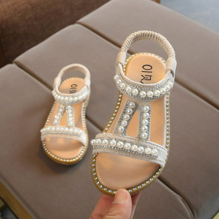 Girls Trendy Toe Strap Sandals With Faux Pearl Decor Kids - Temu