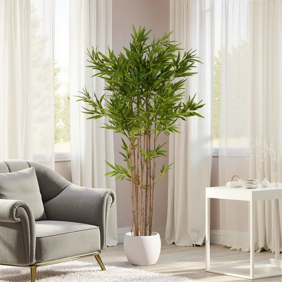 Christopher Knight Home 70" Bamboo in Black Plastic Pot, Pre-Potted Faux Greenery Tree for Home Decor