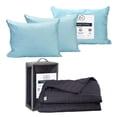thumbnail image 1 of Colcha Matrimonial Acabado Ultrasónico Trinity Azul Marino + Almohada Trinity 2, 1 of 8