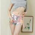 thumbnail image 6 of RUTAYY Women Sequin Skirt Sparkly Lace Up Waist Adjustable Mini Party Sequin Skirt Solid Color Flowy Swing Pleated Beach Skirts, 6 of 6