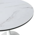 thumbnail image 4 of LeisureMod Bristol 27" Round Dining Table with MDF Wood Top and White Steel Pedestal Base for Kitchen and Living Room in Marbled White, 4 of 10