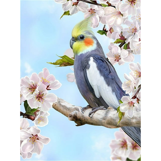 Parrot Animal Rhinestone Kit 5D Full Square Round Diamond Embroidery Bird Mosaic Flower Handmade Gift, 30*40cm, Frame not included.,5829